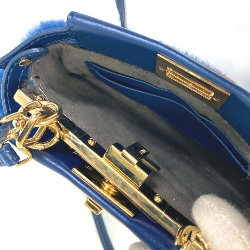 FENDI Blue Leather Peekaboo Shoulder Bag - Picture 5 of 12